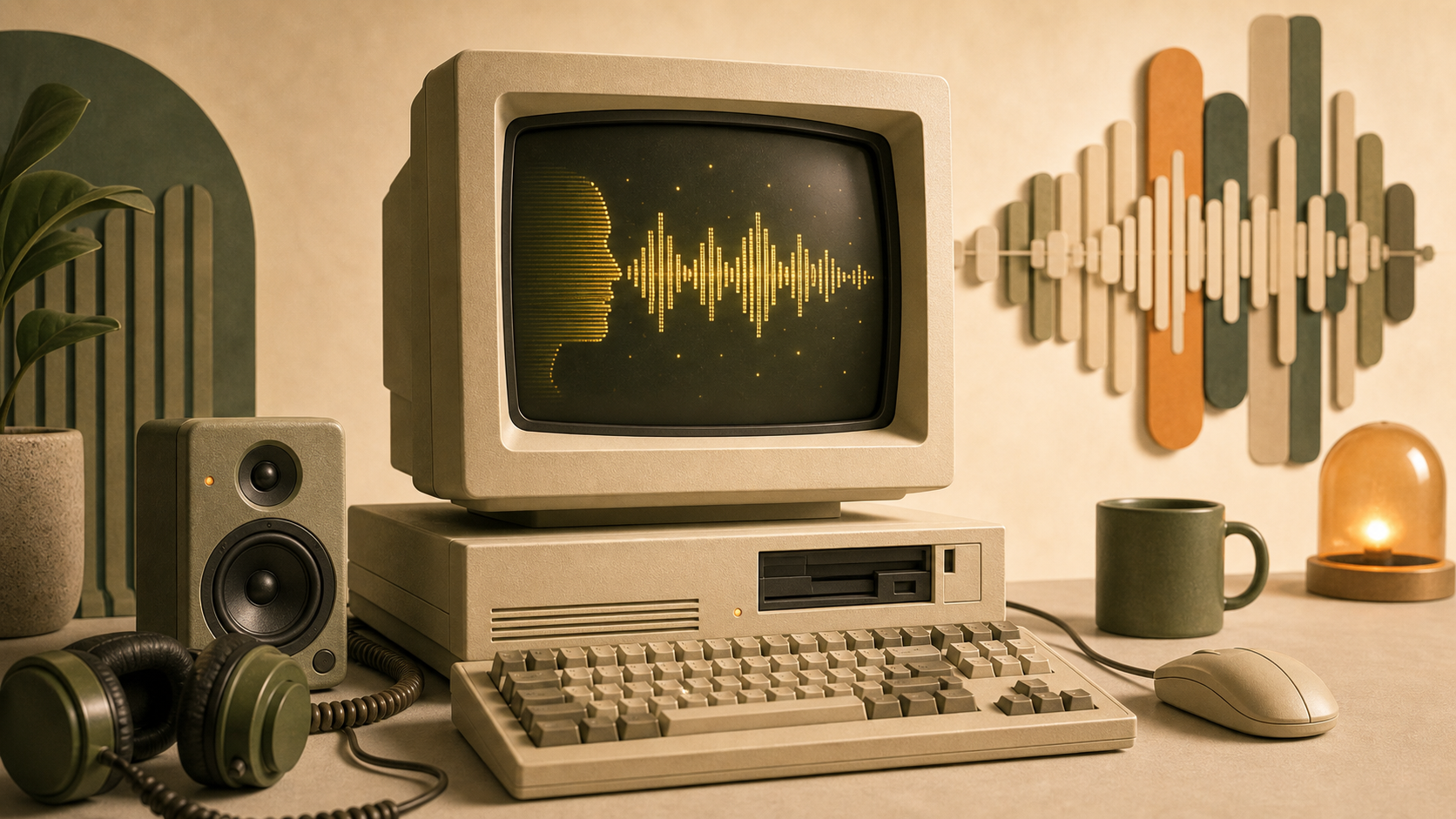 Vintage computer terminal showing SAM TTS voice output